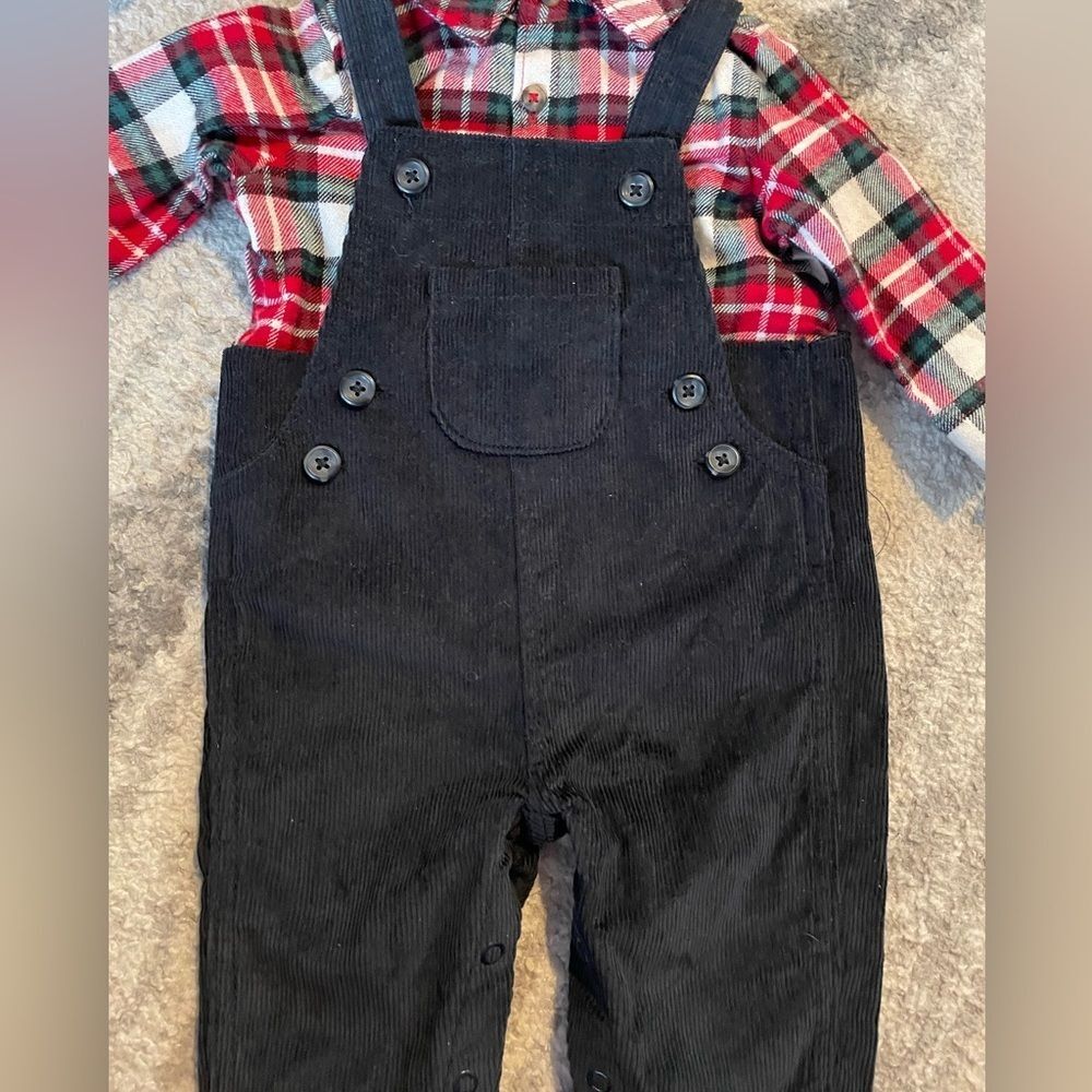 Carters Flannel Shirt/Corduroy Overalls NWT size 3M - Picture 2 of 5